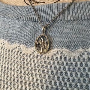 Elegant Silver Tulip Pendant Necklace